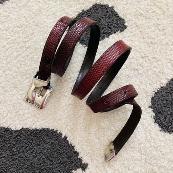 Barry Kieselstein Cord One Size Sterling Silver 925 3 Piece Maroon Lizard Belt - Picture 1 of 14